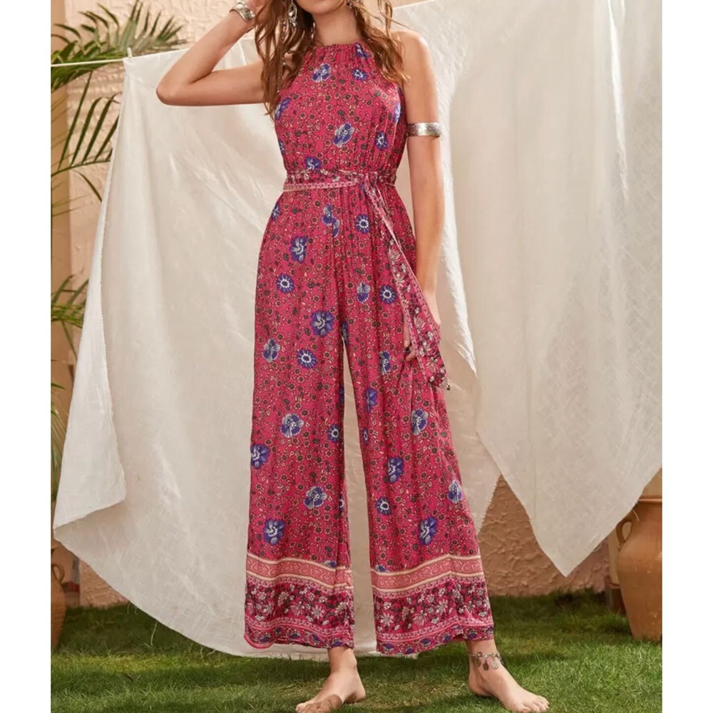 Boho Chic Belted Jumpsuit